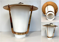 LAMPADA SOSPENSIONE LANTERNA Stilnovo VETRO OPALINO RAME DESIGN MID CENTURY '50