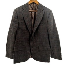 Lauren Ralph Lauren Mens 40R Brown Plaid Wool Blend 2-Button Sport Coat Blazer
