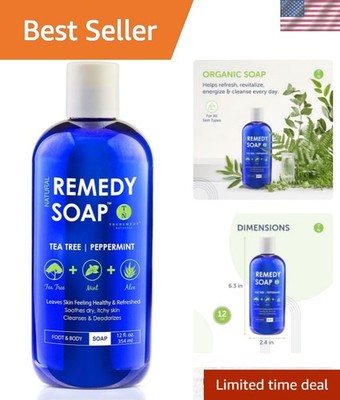 Organic Tea Tree Oil Cleanser - 12 oz Invigorating Body Wash with Peppermint