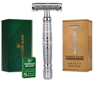 Double Edge Safety Razor for Men with 5 Blades & Case - The Vulcan