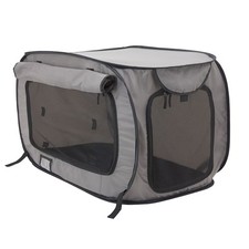 Medium Soft-Sided Pop-Open Cat & Dog Travel Kennel, Gray