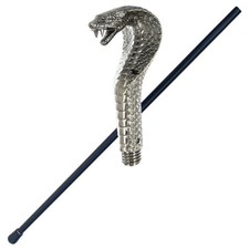 Wooden Walking Venomous Cobra Snake Head Cane Staff Mobility Rubber Foot Handle