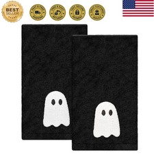 2 Pack Halloween Hand Towels, Black White Ghost