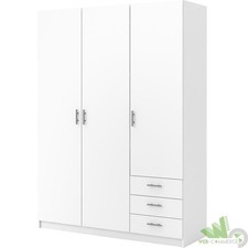 KIT ARMADIO CAMERA DA LETTO SPRINT 3 ANTE + CASSETTI BIANCO 147x50x200h CM