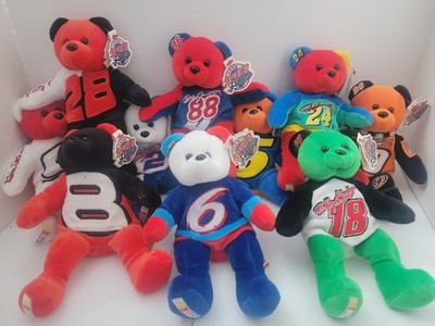 Nascar Team Speed Bears  AUTHENTIC Beanie Bears VINTAGE- lot Of 10