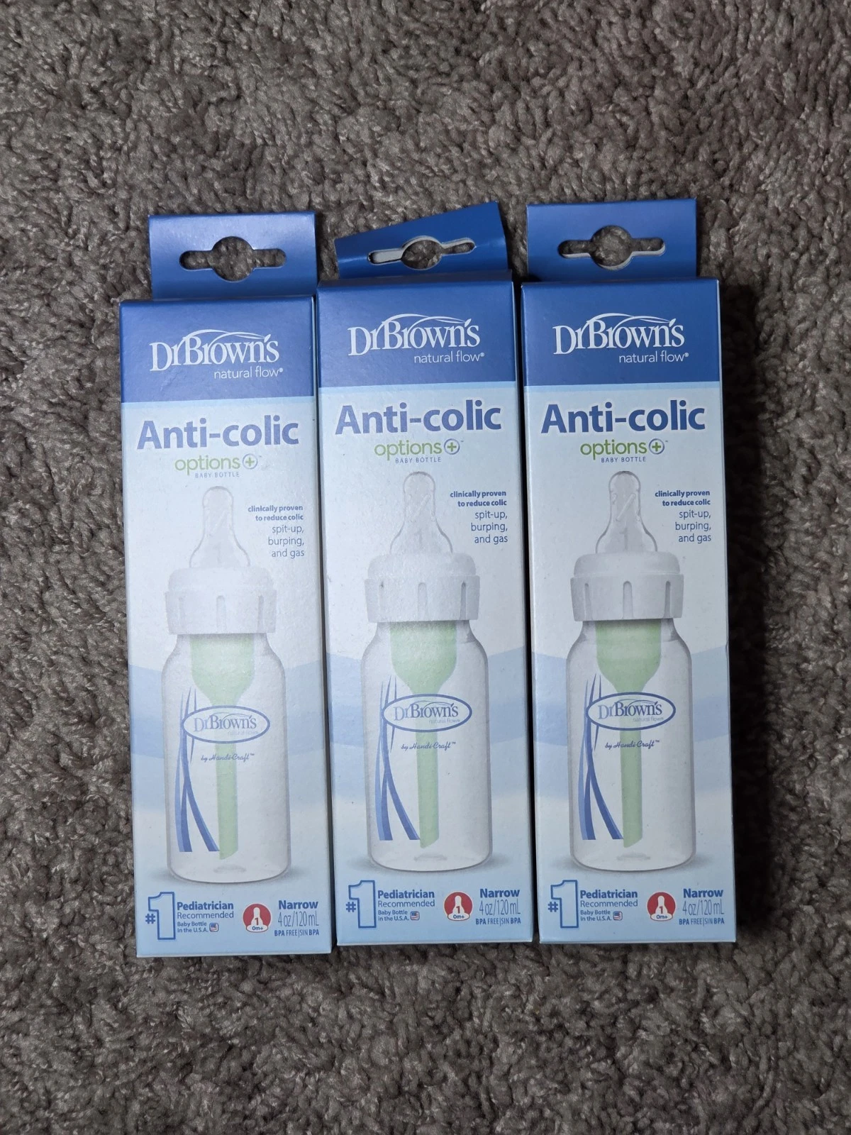 Dr. Brown's Options+ Glass Anti-Colic Baby Bottle x3