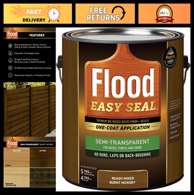 #ad 1 Gallon Semi Transparent Burnt Hickory Wood Stain amp; Sealer One Coat Oil Based $93.99