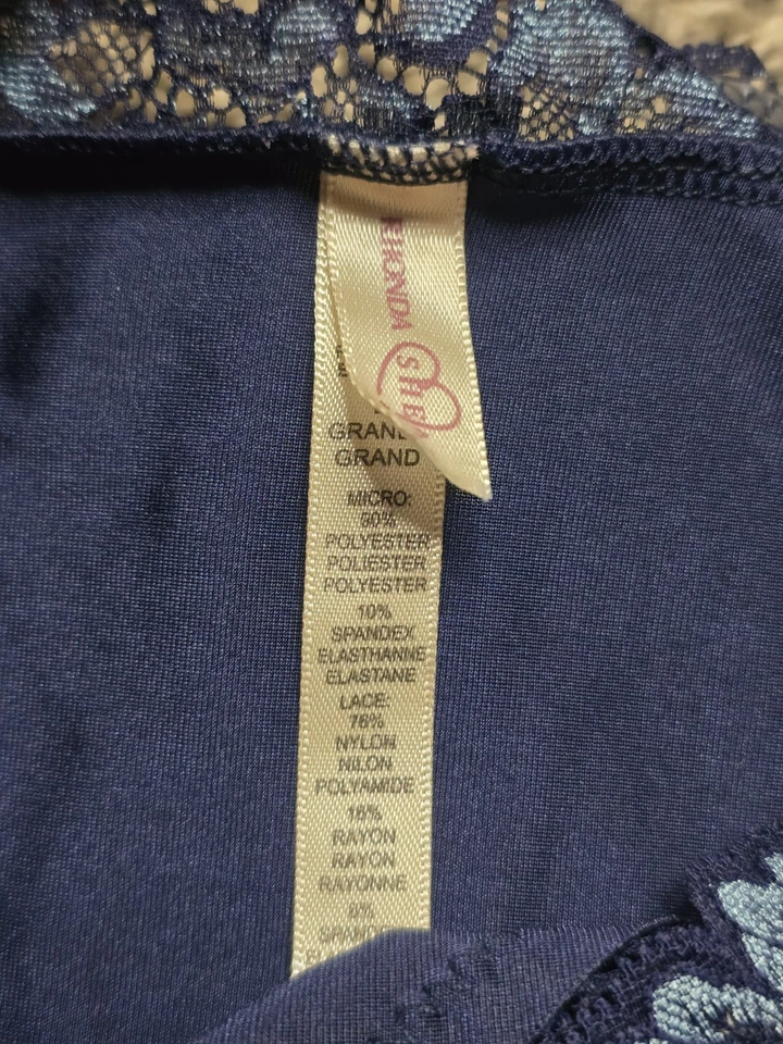 Bragas cortas Ahh con superposición de encaje azul cizalla Rhonda talla grande Foto 4 de 4