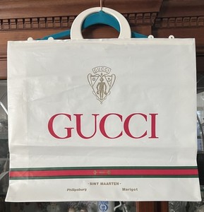 Vintage Plastic Gucci Shopping Bag Sint Martin Marigot Phillipsburg 20” X 17”