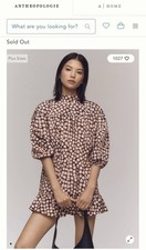 Anthropologie Star-Print Mini Dress in Cream and Brown X-small Petite