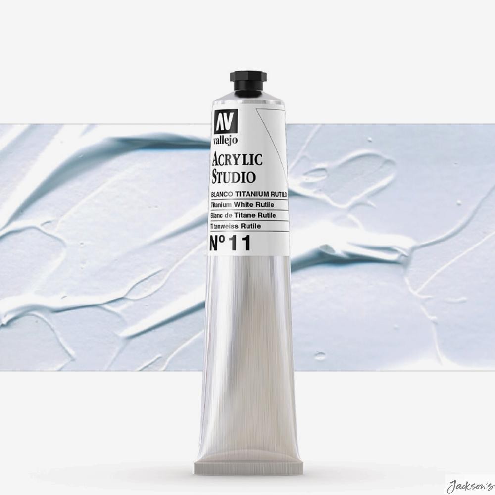 Vallejo Studio Acrylic Paint Heavy Body 58ml Titanium White Rutile For Artists