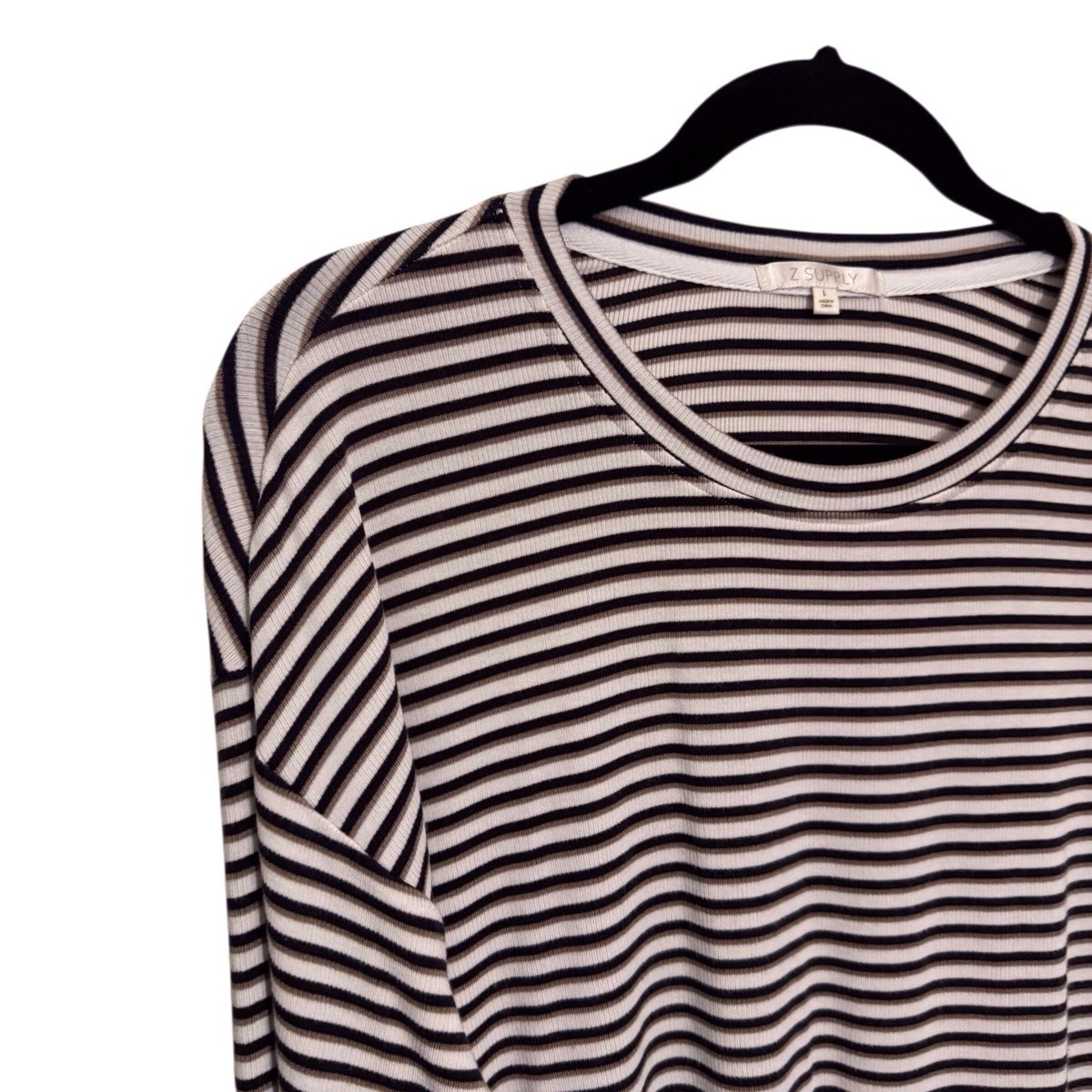 Z Supply Size Large Multicolor Striped Long Sleeve Blouse Ribbed