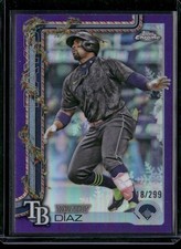 2025 Topps Holiday Chrome Yandy Diaz /299 #HC20 Purple Refractor Rays