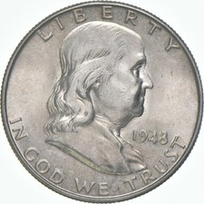 1948-D Franklin Half Dollar AU 90% Silver *6984