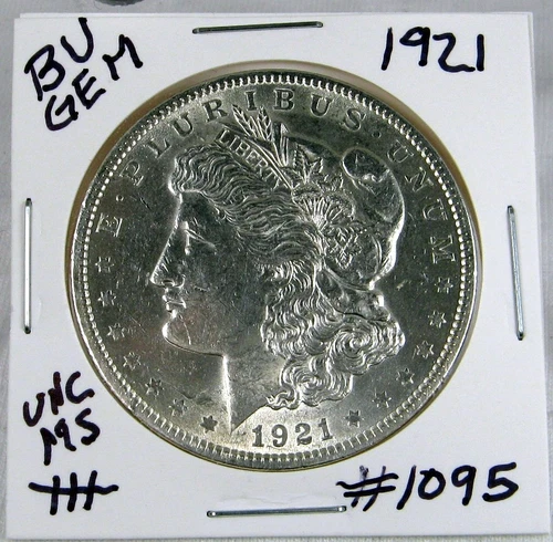 1921 MORGAN SILVER DOLLAR FROM ORIGINAL BANK BAG GEM BU US MINT #1095