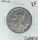 1940 WALKING LIBERTY SILVER HALF DOLLAR  ~ XF /CLEANED  ~ NICE COIN ~ 90% SILVER