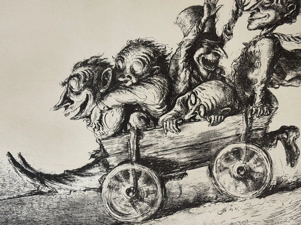 A. Paul Weber, Wir sind übern Berg, Lithographie, 1975, handsigniert - Bild 3 von 4