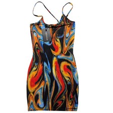PrettyLittleThing Womens Marble Swirl Strappy Bodycon Mini Dress Size 0 NEW