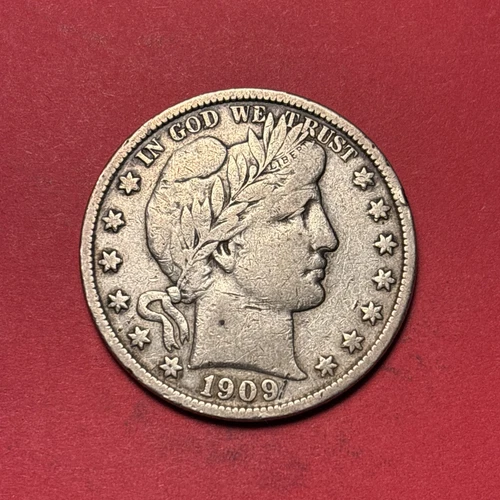 (1) Beautiful Antique 1909-S Barber Half Dollar CHOICE VF-VERY FINE NICE DETAIL