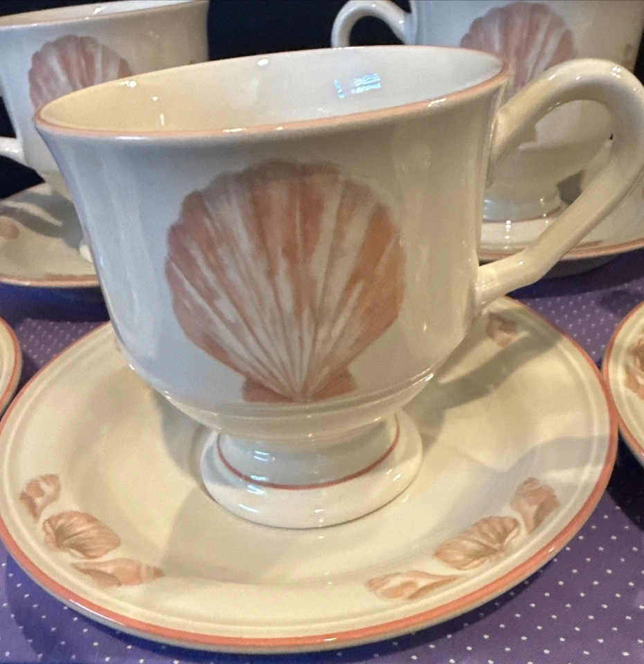 Juego de 5 tazas de té de café con patas SangoStone 3664 Coquille Seashells almeja Foto 2 de 4