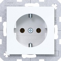 Hager WAS1100WG Steckdose Schuko Steckklemmen A.X/C.X Lichtweiß GläNzend