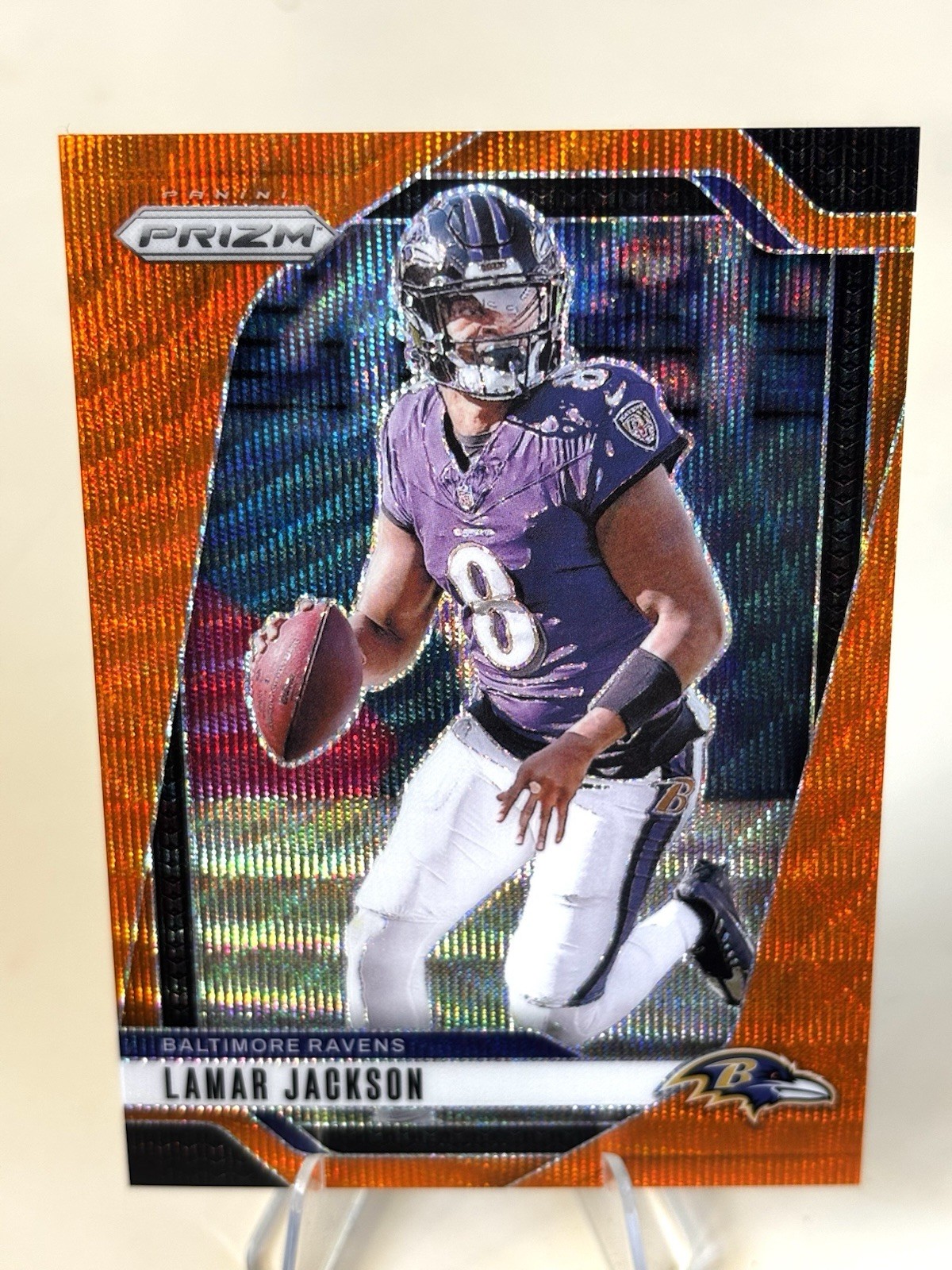 2024 Panini Prizm - Lamar Jackson #19 Orange Wave Prizm /60