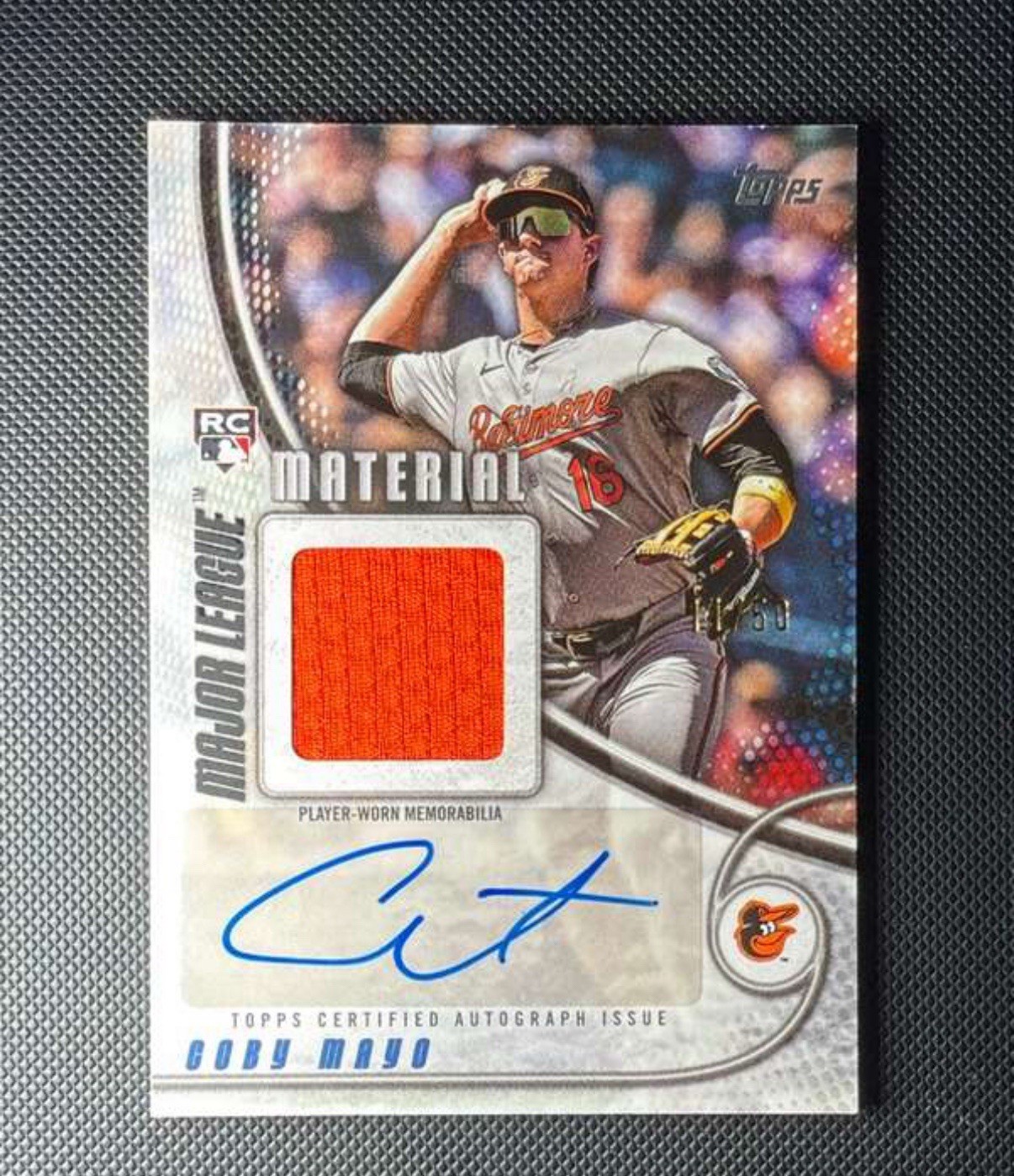 2025 Topps Series 2 Coby Mayo #MLM2-CM Major League Materials Gold Auto /50 RC