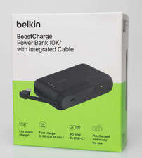 Belkin BoostCharge Power Bank 10k Portable Charger w/ USB-C Integrated Cable New
