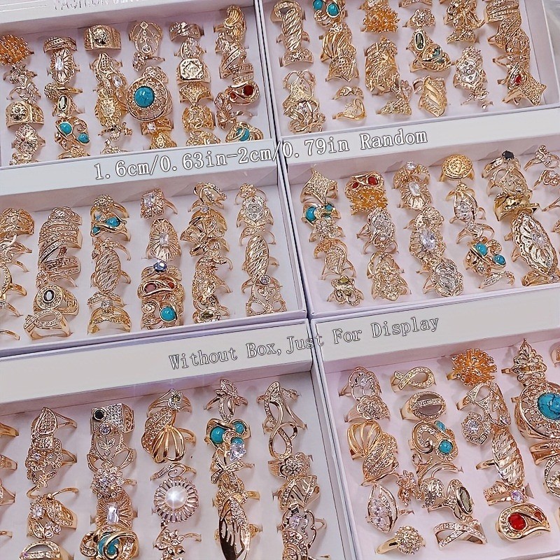 Wholesale 36pcs Rings Mixed Bulk Finger Rings Gemstones Crystal Jewelry ...
