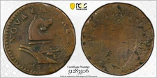 1787 New Jersey Copper Maris 37-Y W-5150. R5 No Sprig Above Plow Goiter PCGS F15