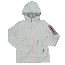 Womens Marmot Fleece Hooded Cream Full Zip Long Sleeve Stretch Pockets Jacket M