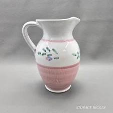 Vintage Caleca Ceramic Hand Painted Pitcher 9" Tall, Handle, Made in Italy