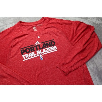 Adidas Portland Trail Blazers CLIMALITE Red Long Sleeve Athletic Shirt Men's L