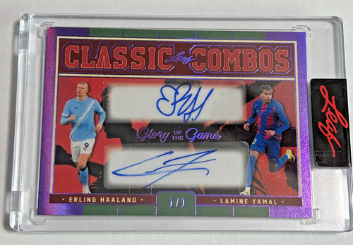 2026 ERLING HAALAND LAMINE YAMAL LEAF GLORY GAME CLASSIC COMBOS DUAL AUTO #d 1/1