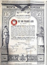 Bond Renta Romana 500 Francs Gold 5% 1929 Speculation