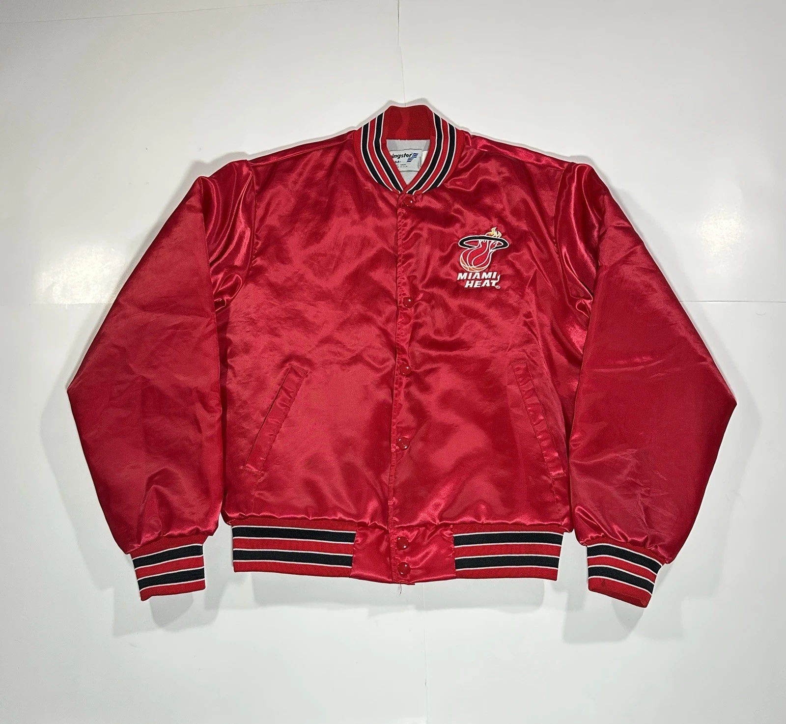 Vintage 90s NBA Miami Heat Swingster Satin Bomber Jacket Red Adult Medium USA