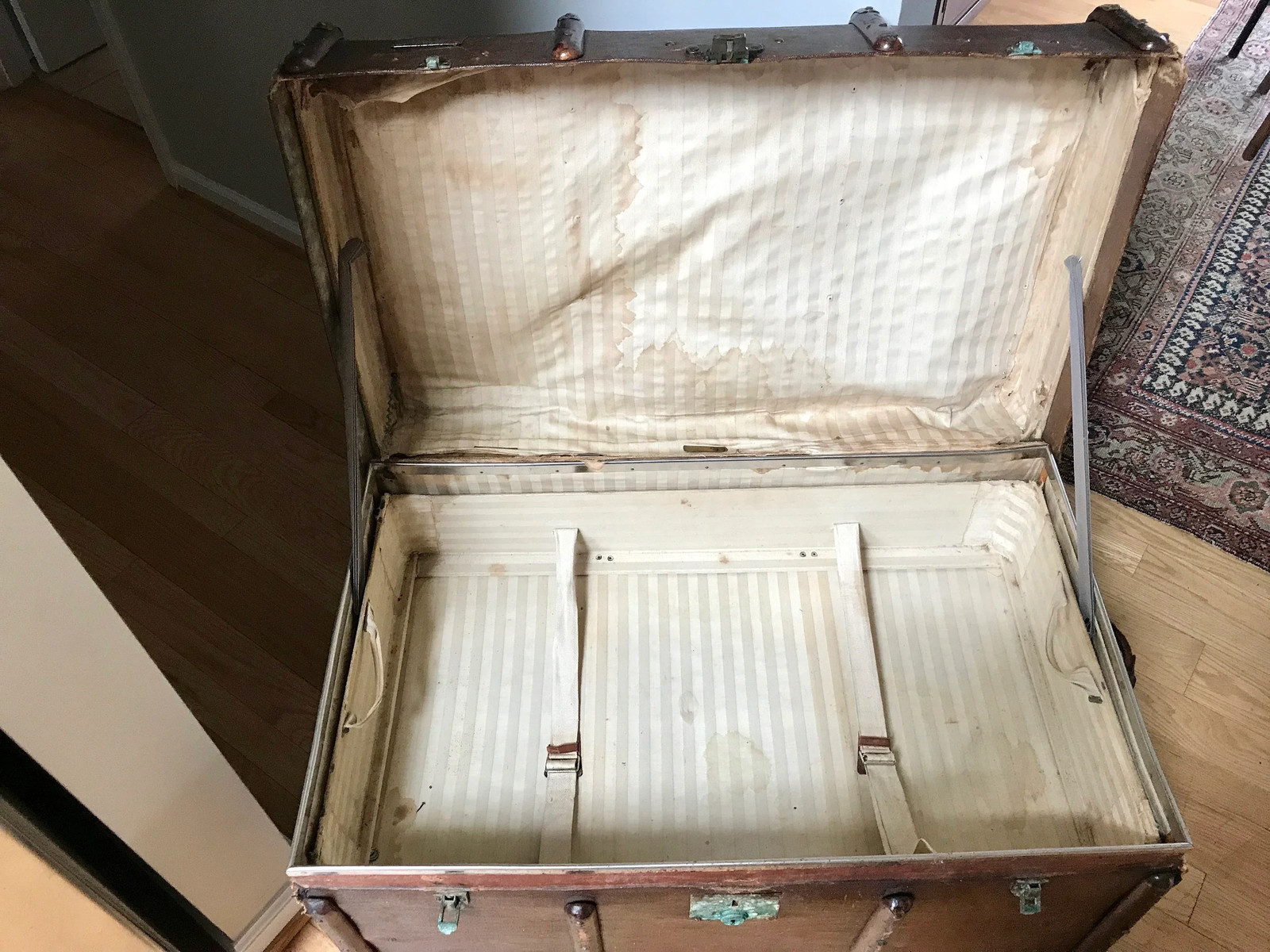 Antique Curved Chest | Canvas Steamer Trunk | Treasure Chest | Rustic Storage