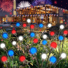 4Th of July Decorations Outdoor, 8 Pack Red White and Blue Solar Garden Lights 4