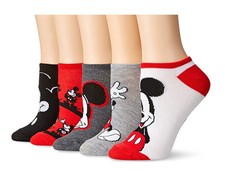 Disney Minnie Ladies 5 pk no show socks,Fits Sock Size: 9-11,Fits Shoe Size: 4-1