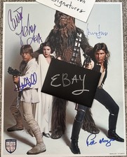 Carrie Fisher Mark Hamill Harrison Ford Peter Mayhew Signed Star Wars Autograph