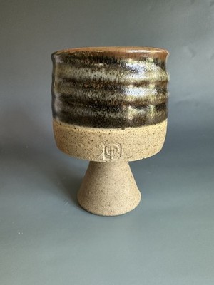 Colin Pearson Steingut Kelch Studiokeramik signiert Vintage MCM 70 er