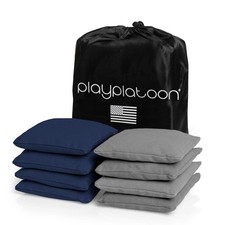 Weather Resistant Cornhole Bean Bags Set of 8 - 4 Navy Blue  4 Gray Corn