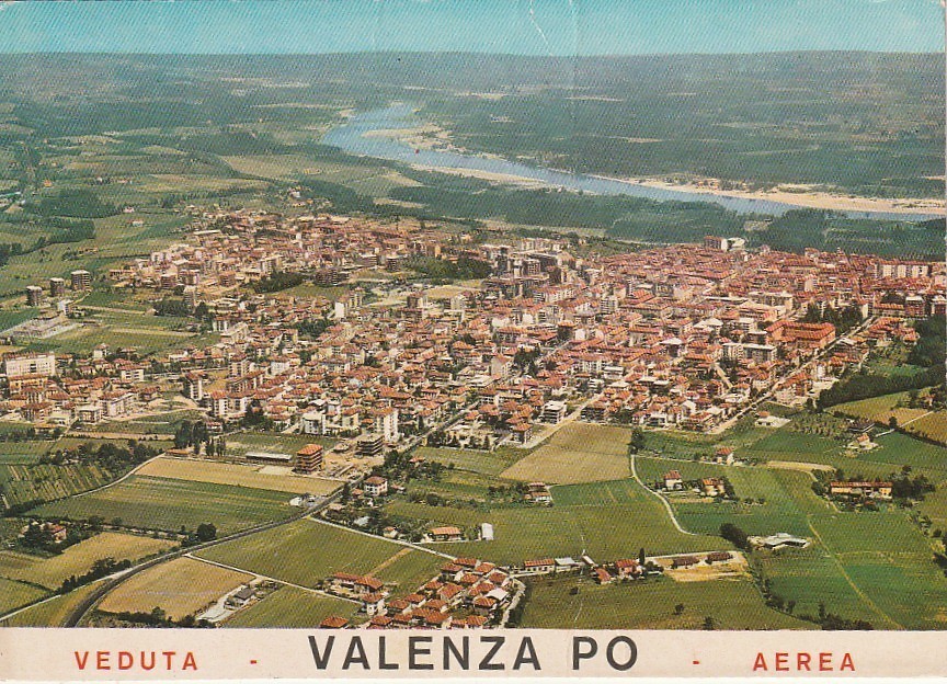 VALENZA PO' VEDUTA AEREA VIAGGIATA ANNO 1983