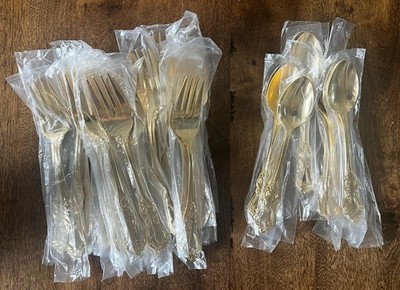 Reed & Barton GOLDEN MARLBOROUGH Stainless Gold Plated Flatware Lot Of 34