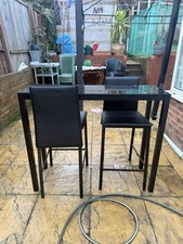 High Pub Table for 2 Round Bar with Tempered Glass Top