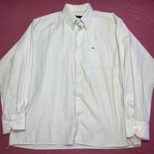 Tommy Hilfiger White Embroidered-Stripes Cotton Button-Up Shirt - Men's XL