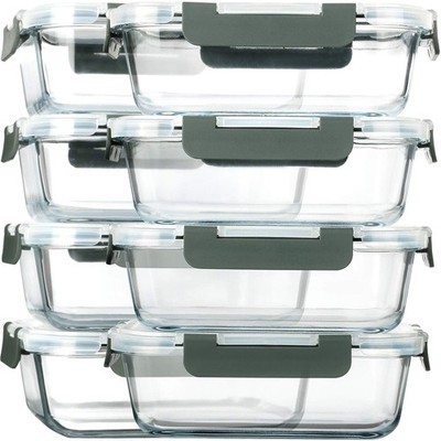 [8-Pack,29 oz] Glass Meal Prep Containers,Glass Food Storage Containers,Airtight