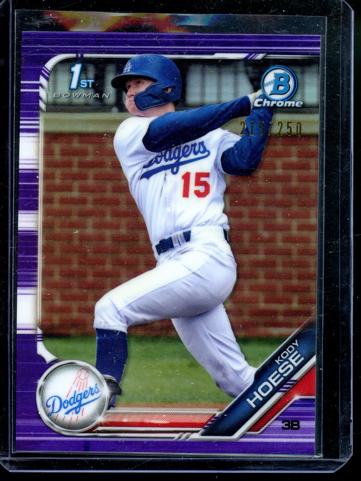 2019 Bowman Draft Kody Hoese Chrome Purple Refractor #/250 Los Angeles Dodgers