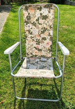 Vintage Retro Floral Folding Deck Chair Caravan Camping 1970s Made in Britain
