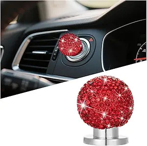 Bling Car Push Start Button Cover, Crystal Rhinestone One Touch Veh Color: Red